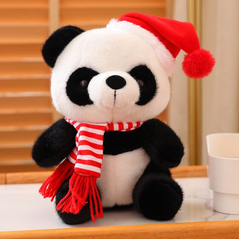 kawaiies-softtoys-plushies-kawaii-plush-Christmas Santa Panda Plushies Soft toy Red Scarf 
