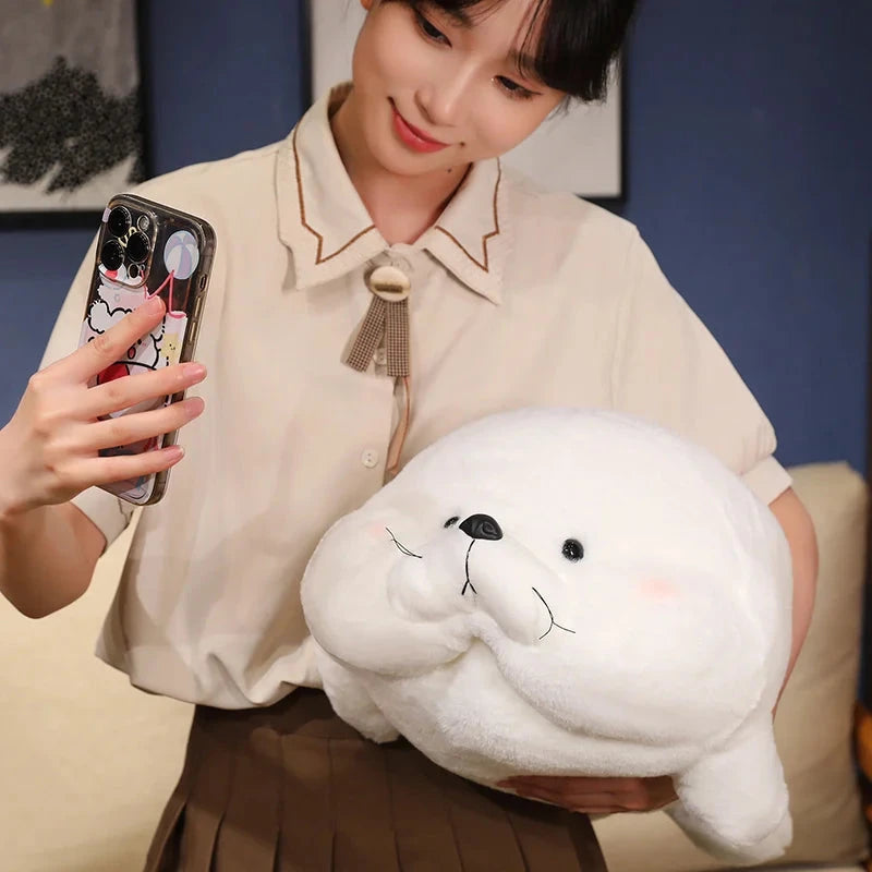 kawaiies-softtoys-plushies-kawaii-plush-Chubby Cheeks White Grey Seal Soft toy 