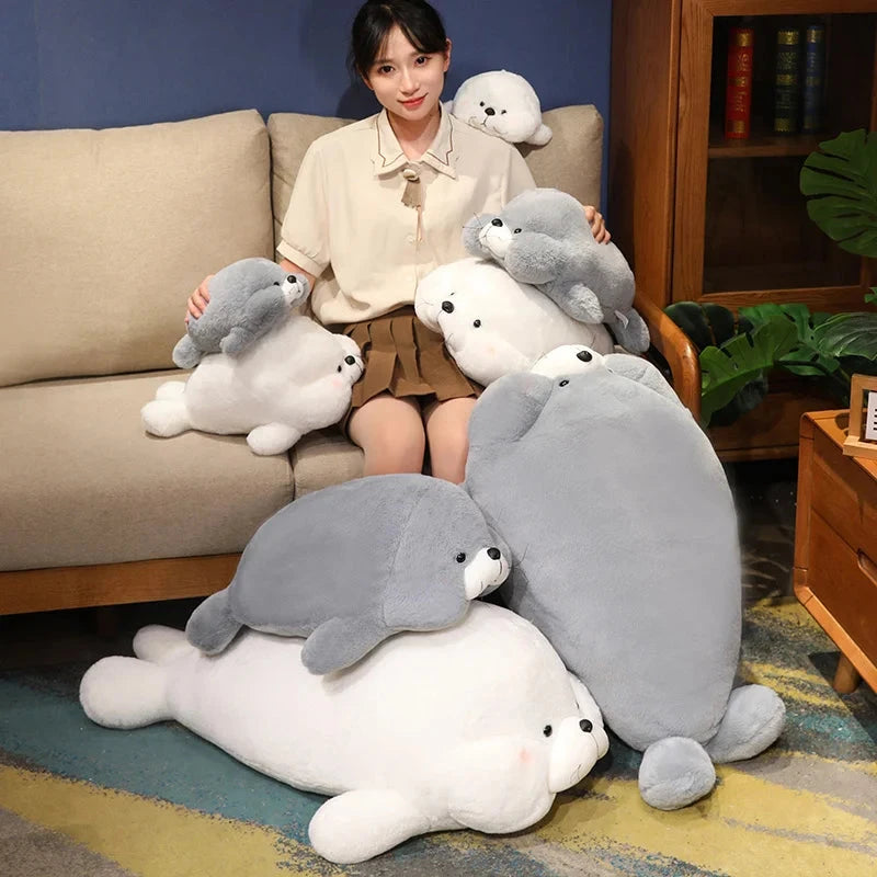 kawaiies-softtoys-plushies-kawaii-plush-Chubby Cheeks White Grey Seal Soft toy 