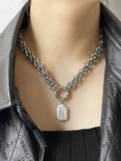 kawaiies-softtoys-plushies-kawaii-plush-Chunky Chain Pearl Pendant Necklace Jewelry 