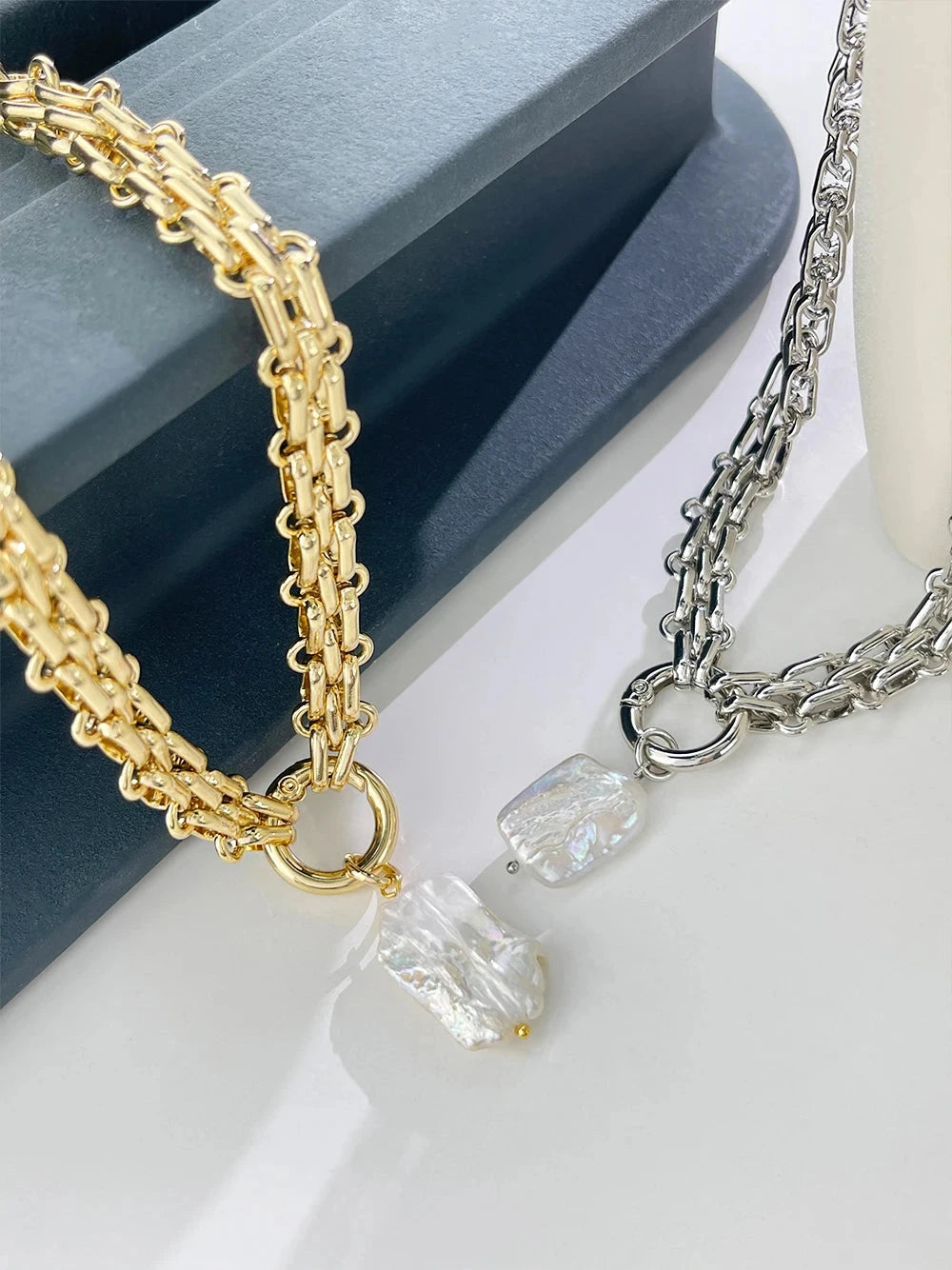 kawaiies-softtoys-plushies-kawaii-plush-Chunky Chain Pearl Pendant Necklace Jewelry 