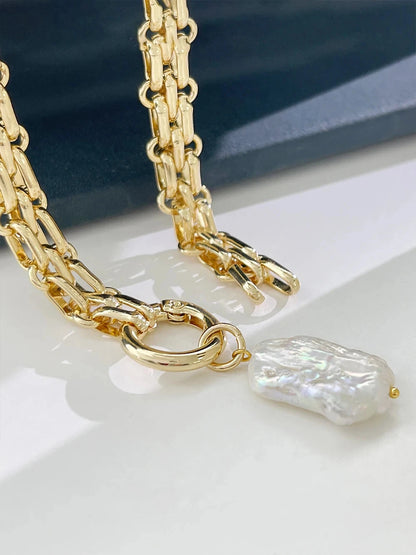 kawaiies-softtoys-plushies-kawaii-plush-Chunky Chain Pearl Pendant Necklace Jewelry 