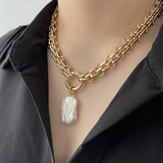 kawaiies-softtoys-plushies-kawaii-plush-Chunky Chain Pearl Pendant Necklace Jewelry 
