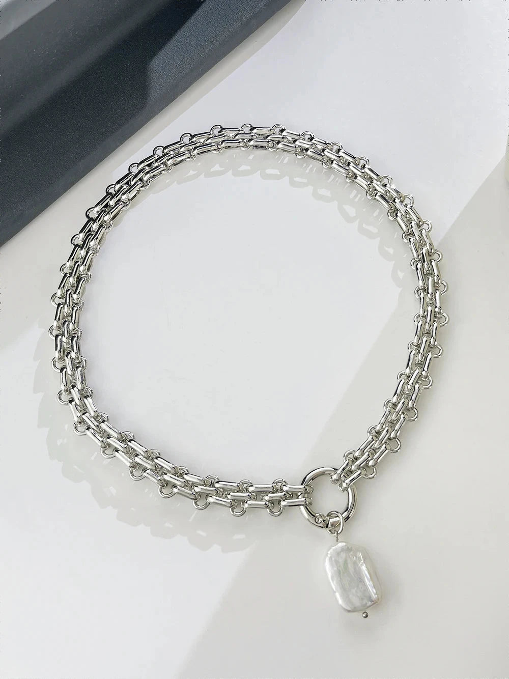 kawaiies-softtoys-plushies-kawaii-plush-Chunky Chain Pearl Pendant Necklace Jewelry 