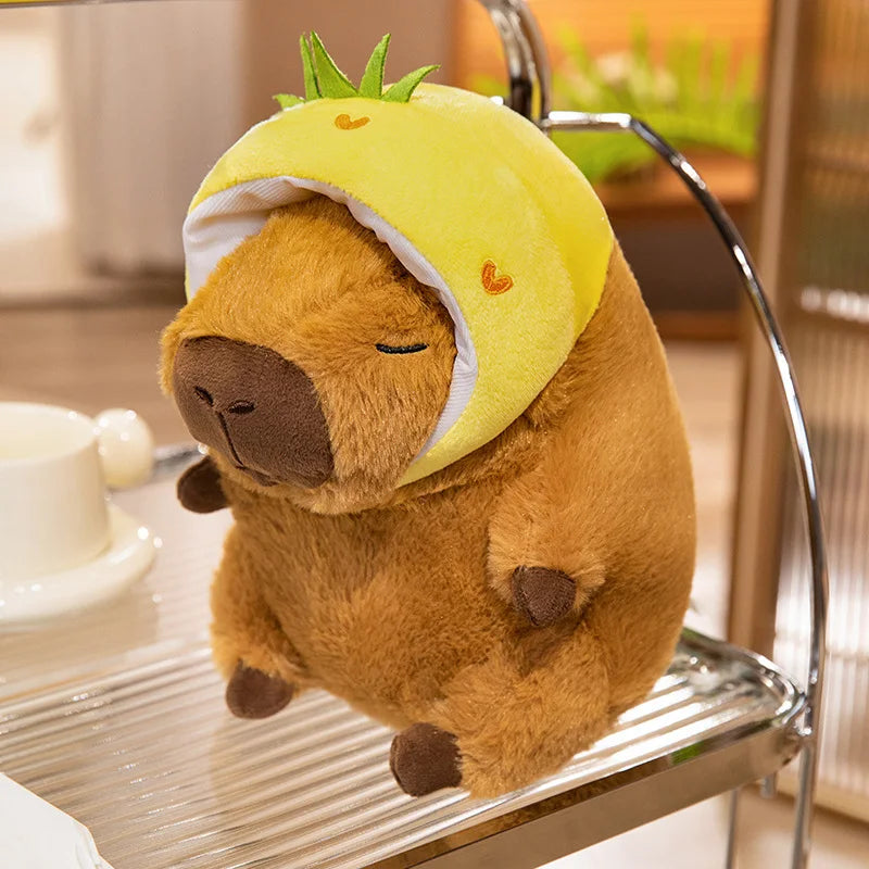 kawaiies-softtoys-plushies-kawaii-plush-Chunky Kawaii Capybara Plush with Hat Soft toy Pineapple 10in / 25cm 