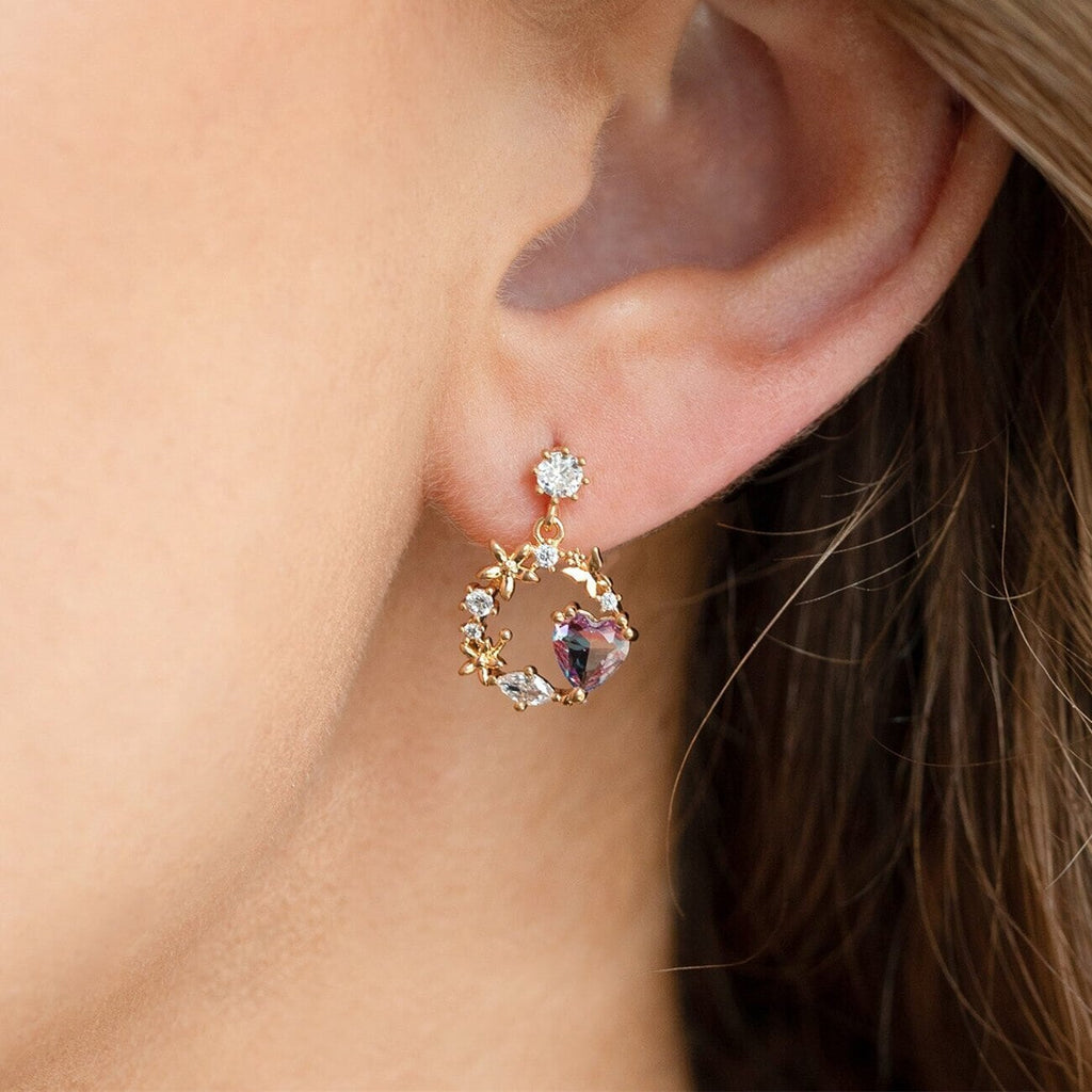kawaiies-softtoys-plushies-kawaii-plush-Circle of Love Heart Gold-Plated Hanging Stud Earrings Earrings 