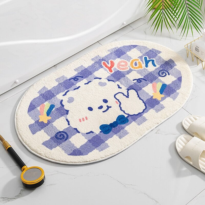 kawaiies-softtoys-plushies-kawaii-plush-Circle Oval Bear Bunny Bathroom Mat Collection | NEW Home Decor Yeah 40 x 60cm 