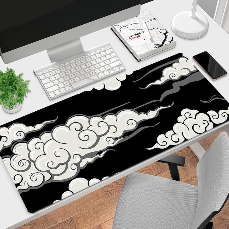 kawaiies-softtoys-plushies-kawaii-plush-Cloud Illustrations Large Mouse Pad Collection Mouse Pads Black 30 x 60cm 