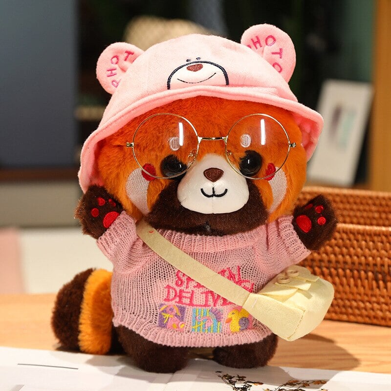 kawaiies-softtoys-plushies-kawaii-plush-Cosplay Chai the Red Panda Plushie | NEW Soft toy Pink Bear Hat 