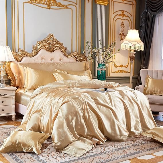 kawaiies-softtoys-plushies-kawaii-plush-Cream Baby Blue Luxury Satin Bedding Set Bedding Sets 