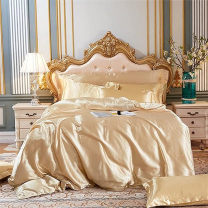 kawaiies-softtoys-plushies-kawaii-plush-Cream Baby Blue Luxury Satin Bedding Set Bedding Sets 