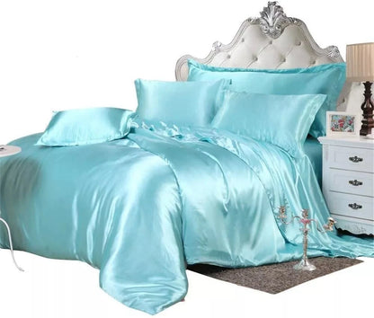 kawaiies-softtoys-plushies-kawaii-plush-Cream Baby Blue Luxury Satin Bedding Set Bedding Sets 