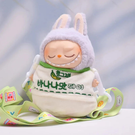 kawaiies-softtoys-plushies-kawaii-plush-. Cute Banana Milk Labubu Outfit with Straps Accessories 