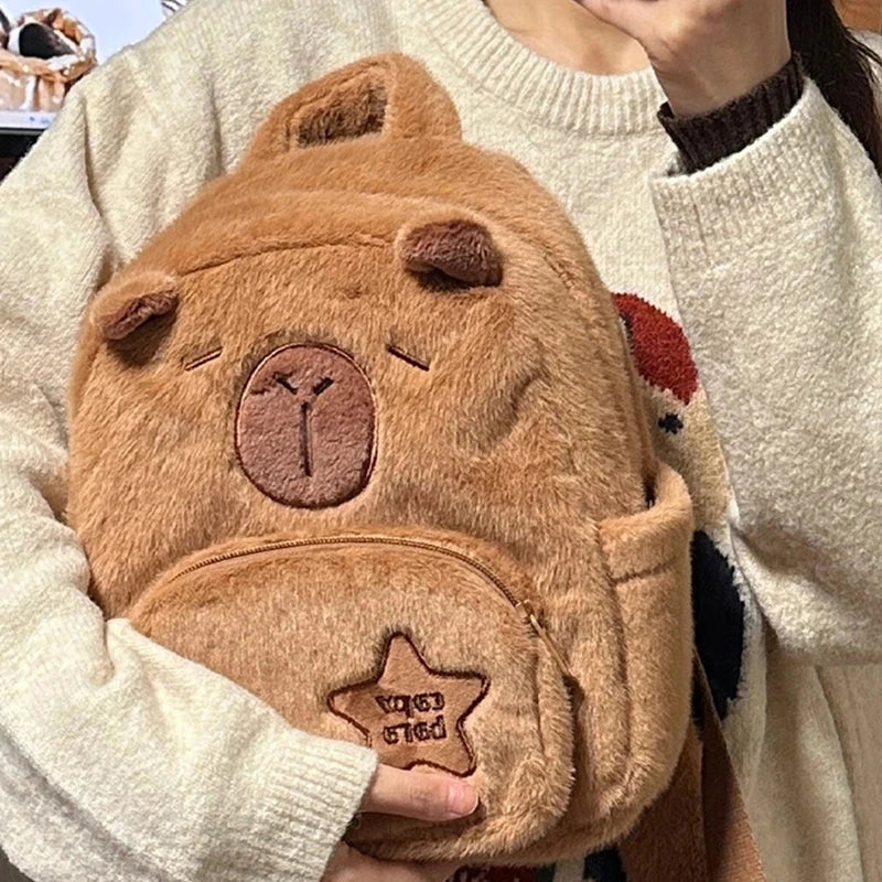 kawaiies-softtoys-plushies-kawaii-plush-Cute Capybara Plush Backpack Bags 