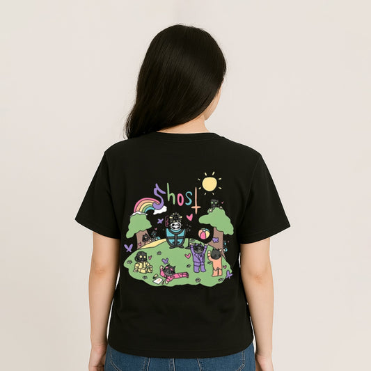 kawaiies-softtoys-plushies-kawaii-plush-Cute Ghost Band Illustration Unisex Tee Apparel 