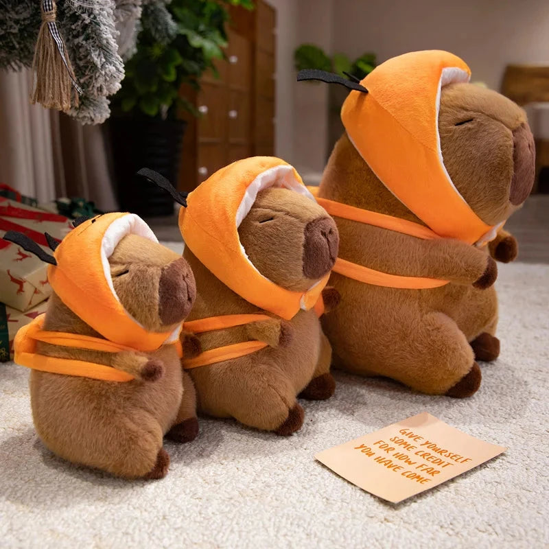 kawaiies-softtoys-plushies-kawaii-plush-Cute Halloween Pumpkin Hat Bat Capybara Plush Soft toy 
