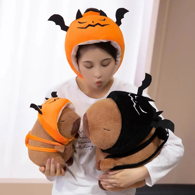 kawaiies-softtoys-plushies-kawaii-plush-Cute Halloween Pumpkin Hat Bat Capybara Plush Soft toy 
