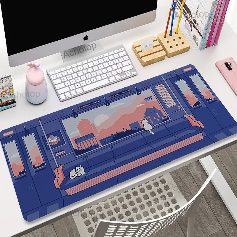 kawaiies-softtoys-plushies-kawaii-plush-Cute Japanese-themed Cat Large Mouse Pad Collection 2 Accessories Night Train 30 x 60cm 