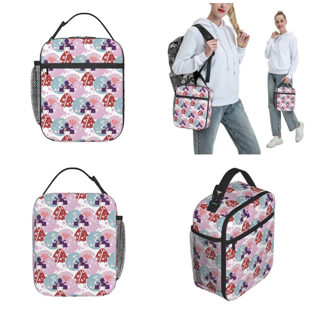 kawaiies-softtoys-plushies-kawaii-plush-Cute Japanese-themed Kimono Kokeshi Doll Lunch Boxes Bag 