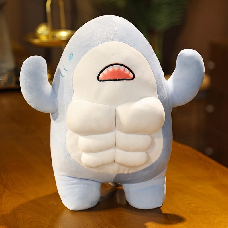 kawaiies-softtoys-plushies-kawaii-plush-Cute Muscle Shark Plushies | NEW Soft toy Blue 45cm 