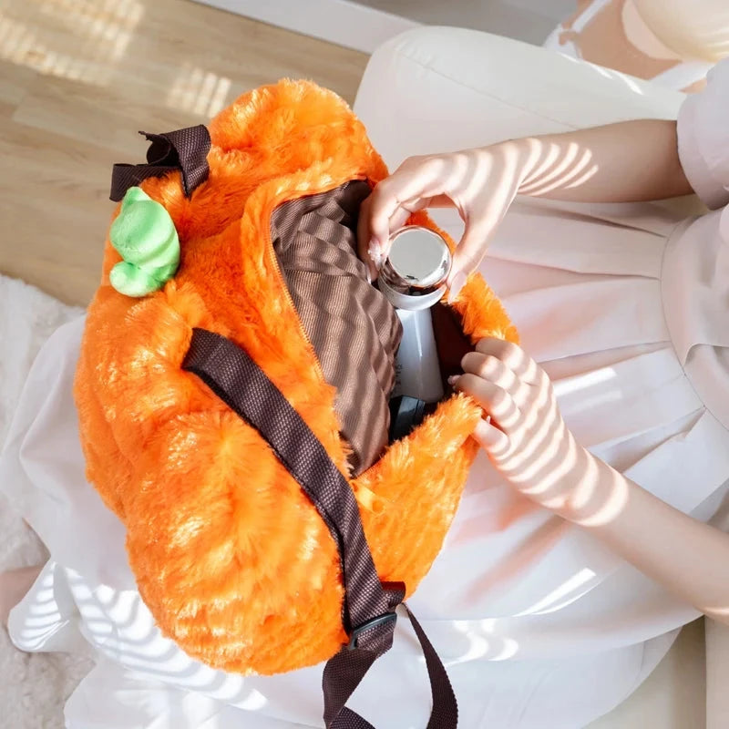 kawaiies-softtoys-plushies-kawaii-plush-Cute Pumpkin Plush Backpack Bags 