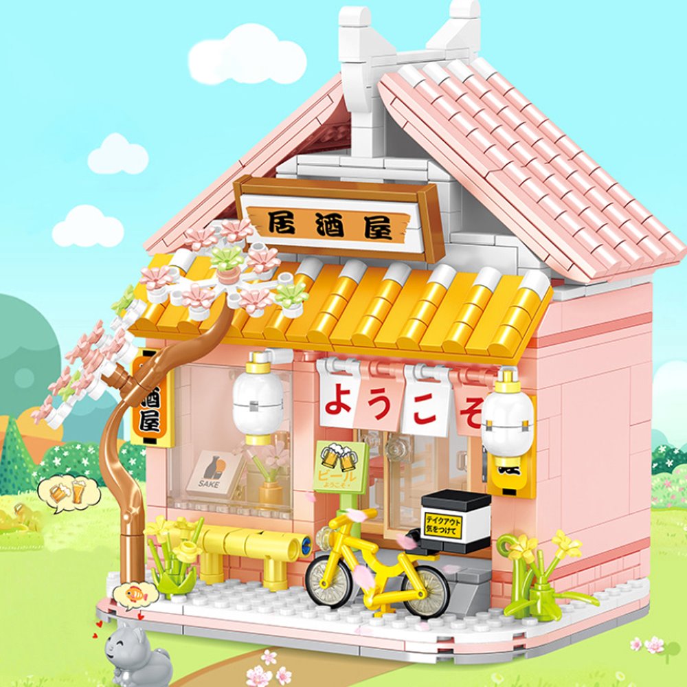 kawaiies-softtoys-plushies-kawaii-plush-Cute Sakura Station Wine House Micro Building Set Build it Wine House 600pcs 