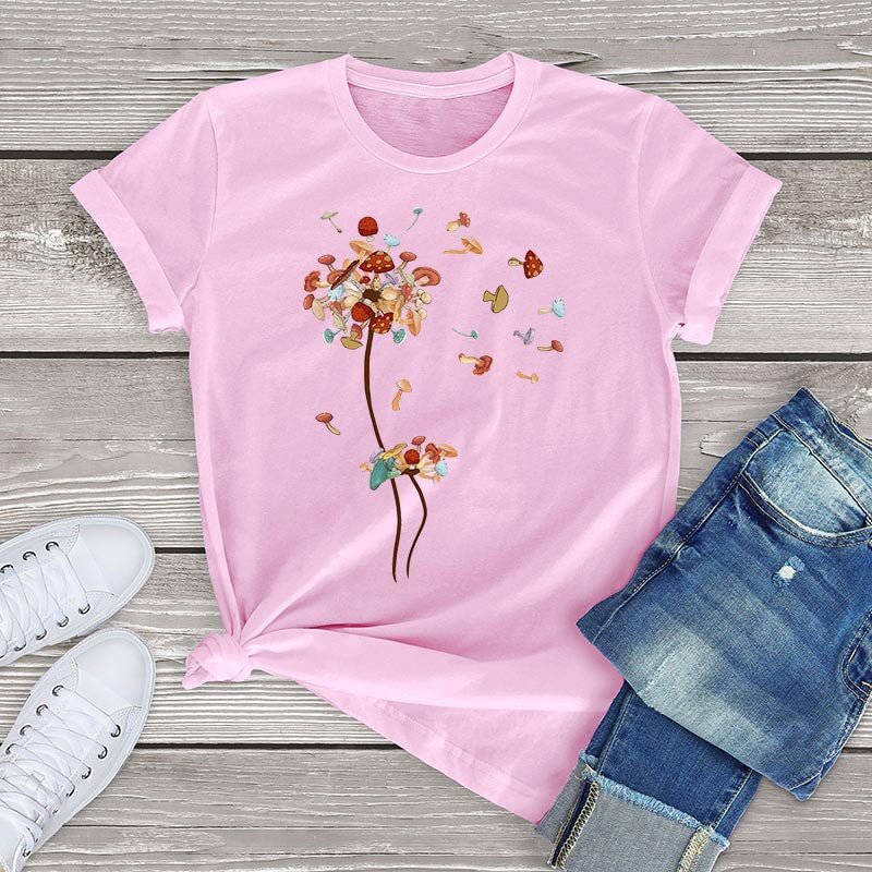 kawaiies-softtoys-plushies-kawaii-plush-Dandelion Flying Mushroom Seed Tee Apparel Pink XS 