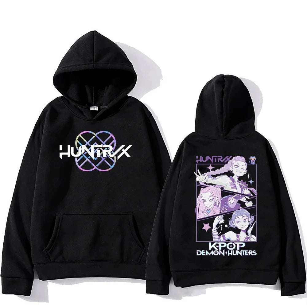 kawaiies-softtoys-plushies-kawaii-plush-Demon Hunter Huntrix Girls Manga Unisex Hoodie Apparel Black XS 