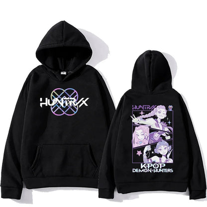 kawaiies-softtoys-plushies-kawaii-plush-Demon Hunter Huntrix Girls Manga Unisex Hoodie Apparel Black XS 