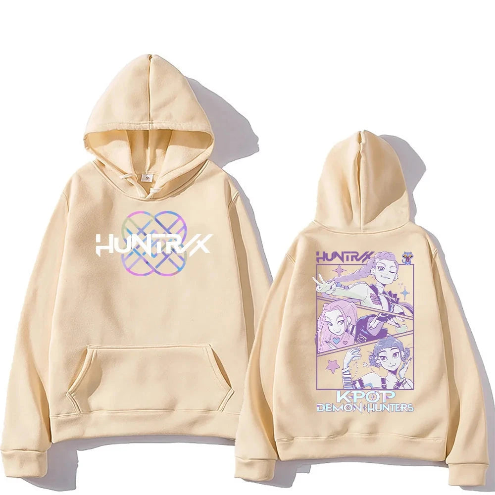 kawaiies-softtoys-plushies-kawaii-plush-Demon Hunter Huntrix Girls Manga Unisex Hoodie Apparel Cream XS 