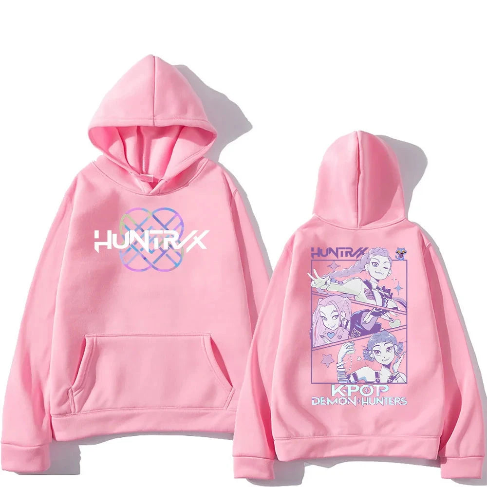 kawaiies-softtoys-plushies-kawaii-plush-Demon Hunter Huntrix Girls Manga Unisex Hoodie Apparel Pink XS 