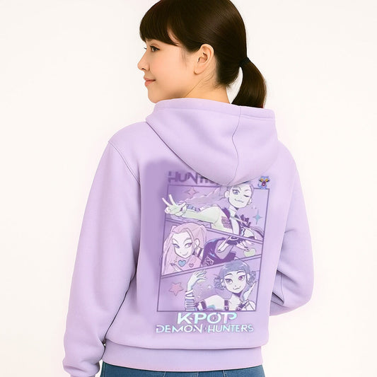 kawaiies-softtoys-plushies-kawaii-plush-Demon Hunter Huntrix Girls Manga Unisex Hoodie Apparel Purple XS 