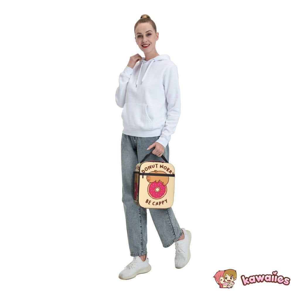 kawaiies-softtoys-plushies-kawaii-plush-'Donut Worry Be Cappy' Capybara Lunch Bags Bag 