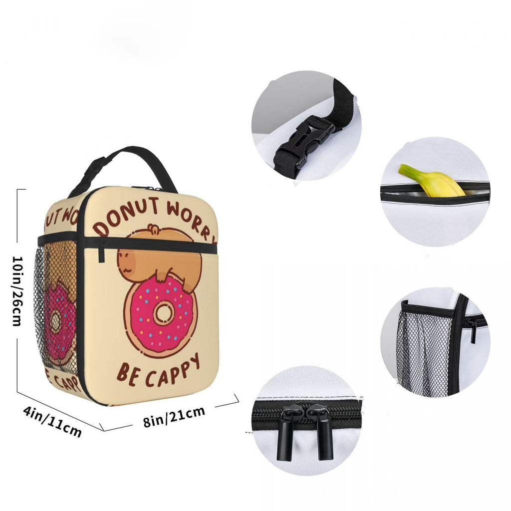 kawaiies-softtoys-plushies-kawaii-plush-'Donut Worry Be Cappy' Capybara Lunch Bags Bag 