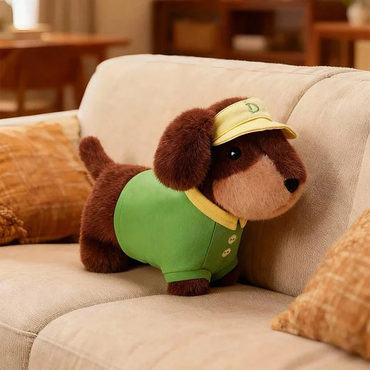 kawaiies-softtoys-plushies-kawaii-plush-Dress-Up Dachshund Sausage Dog Plushies Soft toy Green 25cm 