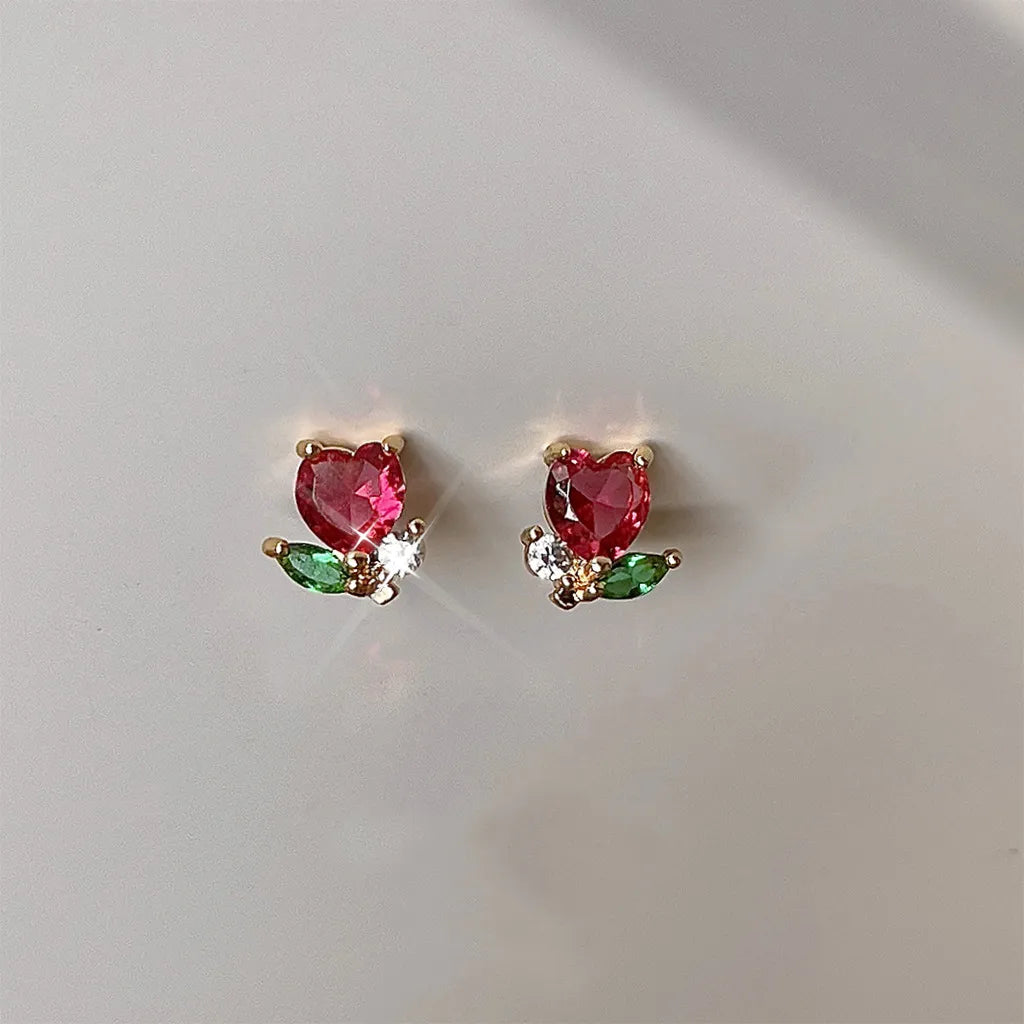 kawaiies-softtoys-plushies-kawaii-plush-Earring Cute Small Shiny Heart Flower Earrings 