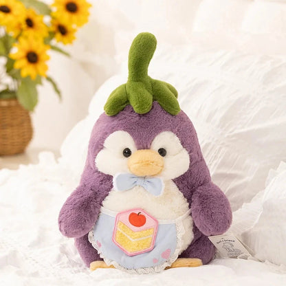 kawaiies-softtoys-plushies-kawaii-plush-Eggplant Purple Penguin Plushie Soft toy Cake 25cm 
