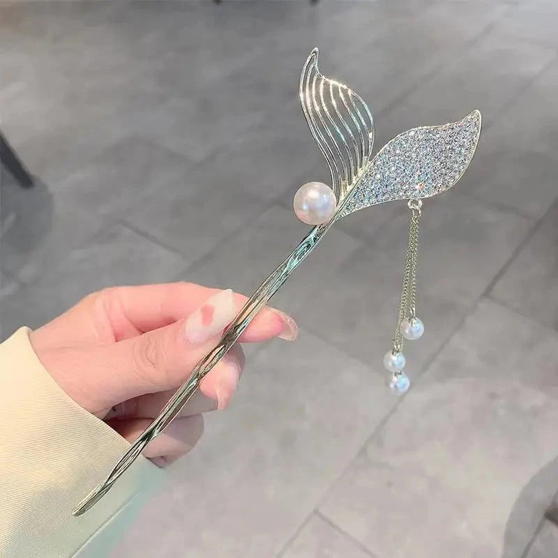 kawaiies-softtoys-plushies-kawaii-plush-Elegant Bamboo Flower Chinese Style Hair Pin Accessories Fish Tail Tassel 