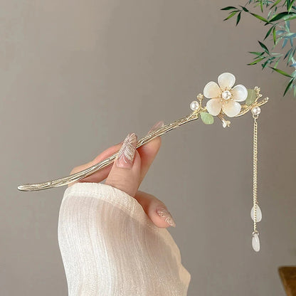 kawaiies-softtoys-plushies-kawaii-plush-Elegant Bamboo Flower Chinese Style Hair Pin Accessories Flower Pearls 