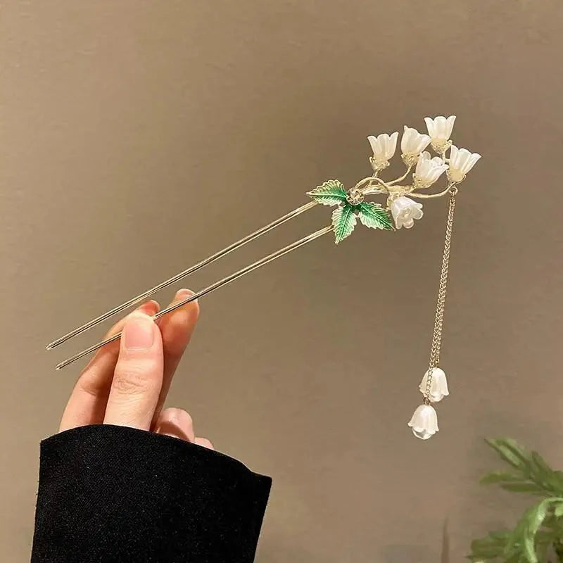 kawaiies-softtoys-plushies-kawaii-plush-Elegant Bamboo Flower Chinese Style Hair Pin Accessories Flowers Tassel 
