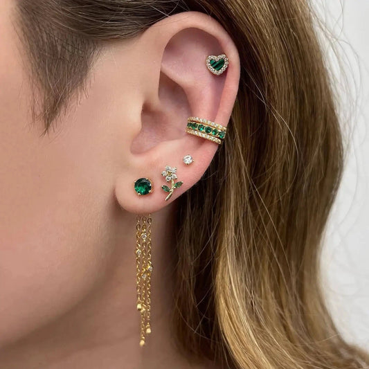 kawaiies-softtoys-plushies-kawaii-plush-Emerald Bloom 18k Gold-Plated Earring Set Jewelry 