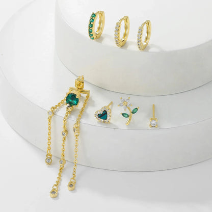 kawaiies-softtoys-plushies-kawaii-plush-Emerald Bloom 18k Gold-Plated Earring Set Jewelry 