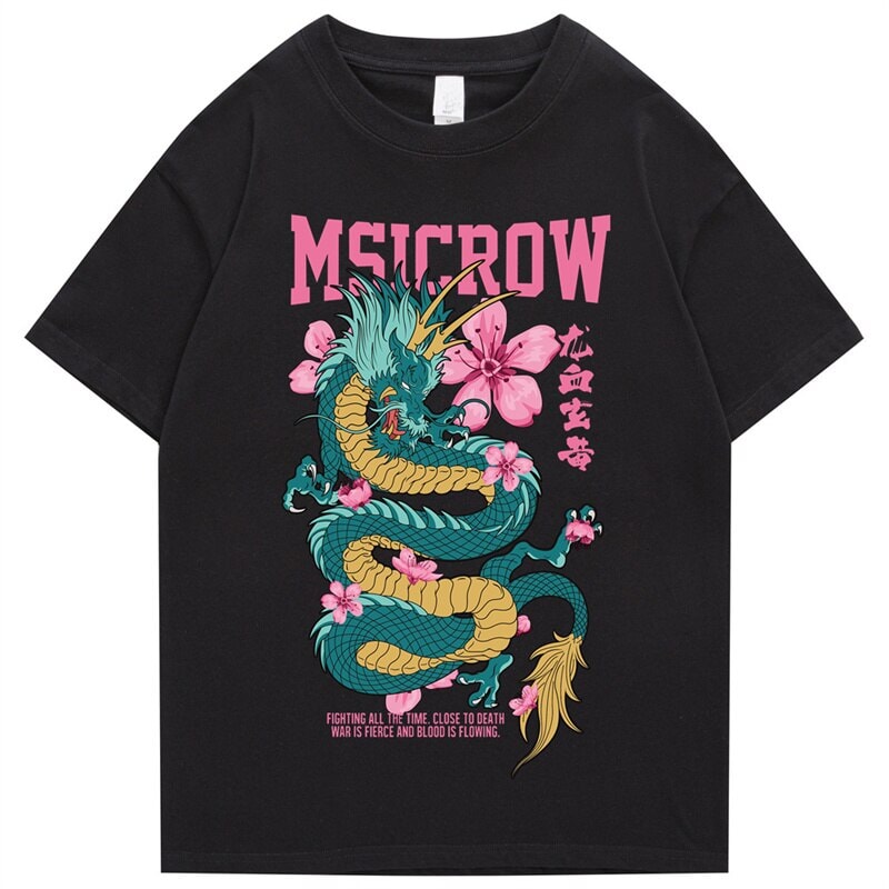 kawaiies-softtoys-plushies-kawaii-plush-Emerald Dragon Pink Sakura Unisex Cotton Tee | NEW Apparel Black S 