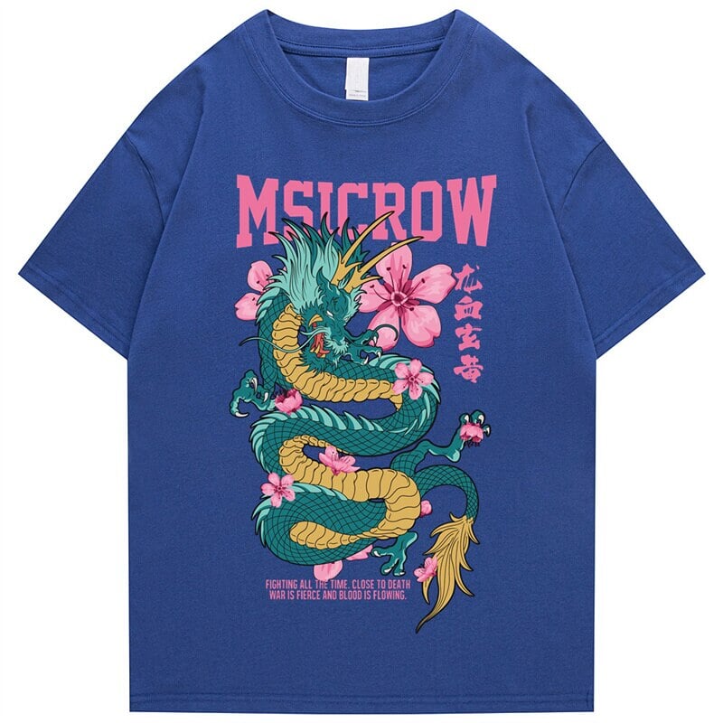 kawaiies-softtoys-plushies-kawaii-plush-Emerald Dragon Pink Sakura Unisex Cotton Tee | NEW Apparel Blue S 