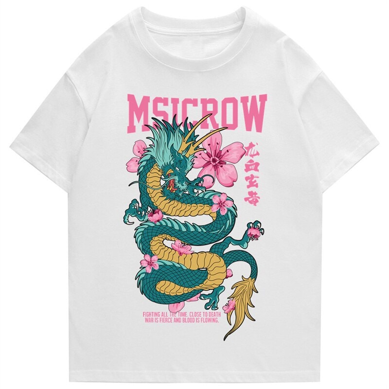 kawaiies-softtoys-plushies-kawaii-plush-Emerald Dragon Pink Sakura Unisex Cotton Tee | NEW Apparel White S 