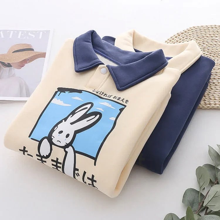 kawaiies-softtoys-plushies-kawaii-plush-Farewell Bunny Polo Sweatshirt Sweatshirt 