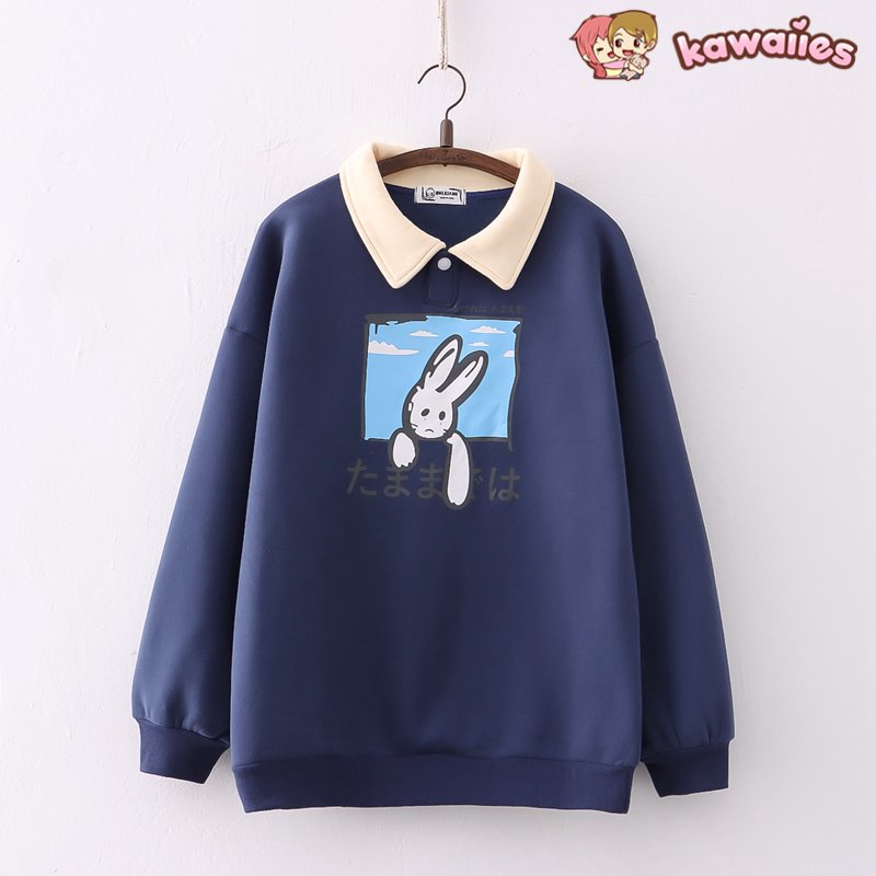 kawaiies-softtoys-plushies-kawaii-plush-Farewell Bunny Polo Sweatshirt Sweatshirt 