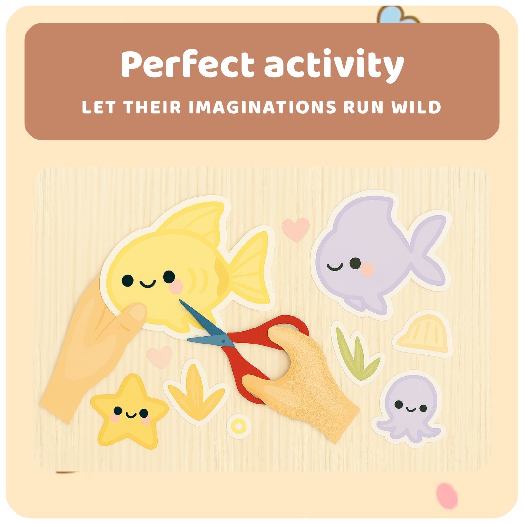 kawaiies-softtoys-plushies-kawaii-plush-Fish Tank Cut & Glue Activity – Kawaii Printable Craft for Kids (35 Pages) Cut & Glue 