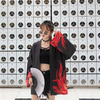 kawaiies-softtoys-plushies-kawaii-plush-Flaming Red Phoenix Black White Women's Kimono Cardigan Kimono 