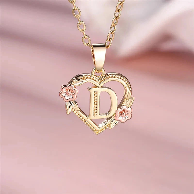 kawaiies-softtoys-plushies-kawaii-plush-Flora Heart Initial Gold Women's Necklace Jewelry D 